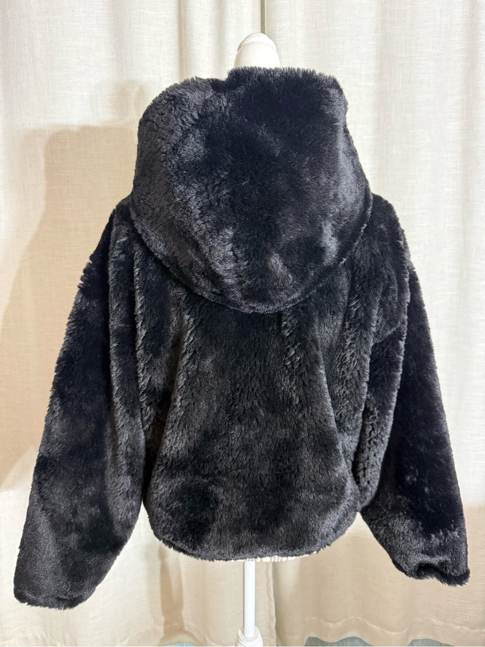 Lucky Brand womens Black Faux Fur Hooded Jacket - Picture 2 of 5
